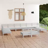 Lauko baldų komplektas Sodo poilsio baldų komplektas, 12 dalių, baltas, pušies masyvas