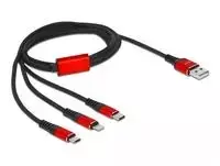 „Delock“ USB įkrovimo laidas „3 in 1 Type-A“ su „Lightning™“ / 2 x USB Type-C™ 1 m