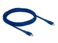 Delock Atblokuokite duomenų ir įkrovimo kabelį USB Type-C™ su Lightning™, skirtu iPhone™, iPad™ ir iPod™ mėlynas 2,0 m MFi