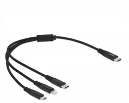 „Delock“ USB įkrovimo laidas „3 viename“ C tipo USB iki „Lightning“ / „Micro USB“ / „C tipo USB“ 30 cm
