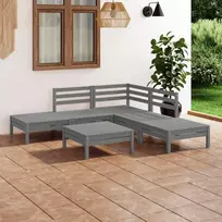 Lauko baldų komplektas Sodo poilsio baldų komplektas, 6 dalių, pilkas, pušies masyvas