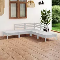 Lauko baldų komplektas Sodo poilsio baldų komplektas, 5 dalių, baltas, pušies masyvas