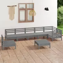 Lauko baldų komplektas Sodo poilsio baldų komplektas, 8 dalių, pilkas, pušies masyvas