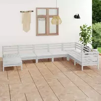 Lauko baldų komplektas Sodo poilsio baldų komplektas, 8 dalių, baltas, pušies masyvas
