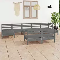 Lauko baldų komplektas Sodo poilsio baldų komplektas, 9 dalių, pilkas, pušies masyvas