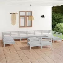 Lauko baldų komplektas Sodo poilsio baldų komplektas, 13 dalių, baltas, pušies masyvas