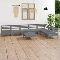 Lauko baldų komplektas Sodo poilsio baldų komplektas, 8 dalių, pilkas, pušies masyvas