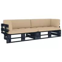 Lauko baldų komplektas Dvivietė sofa iš palečių su pagalvėlėmis, impregnuota pušis