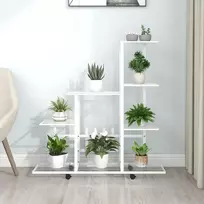 Stovas augalams su ratukais, baltas, 94,5x25x92,5cm, metalas