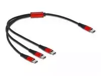 Kabelis USB Delock DeLOCK USB Charging Cable 3 in 1 USB Type-C to 3 x USB Type-C 30 cm juodas / red, 0.3 m, USB C, 3 x USB C, USB 2.0, Juodas, Raudona