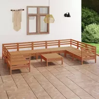 Lauko baldų komplektas Sodo poilsio baldų komplektas, 10 dalių, medaus rudas, pušis