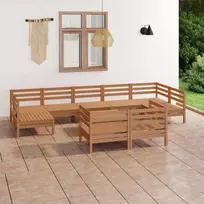 Lauko baldų komplektas Sodo poilsio baldų komplektas, 10 dalių, medaus rudas, pušis