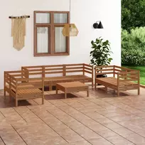 Lauko baldų komplektas Sodo poilsio baldų komplektas, 8 dalių, medaus rudas, pušis