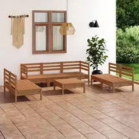 Lauko baldų komplektas Sodo poilsio baldų komplektas, 8 dalių, medaus rudas, pušis
