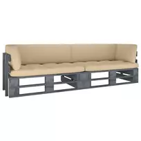 Lauko baldų komplektas Dvivietė sofa iš palečių su pagalvėlėmis, impregnuota pušis