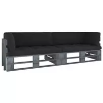 Lauko baldų komplektas Dvivietė sofa iš palečių su pagalvėlėmis, impregnuota pušis