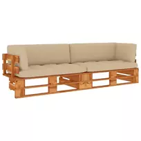 Lauko baldų komplektas Dvivietė sofa iš palečių su pagalvėlėmis, impregnuota pušis