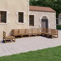 Lauko baldų komplektas Sodo poilsio baldų komplektas, 8 dalių, rudas, pušies masyvas