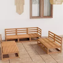 Lauko baldų komplektas Sodo poilsio baldų komplektas, 7 dalių, rudas, pušies masyvas