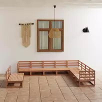 Lauko baldų komplektas Sodo poilsio baldų komplektas, 10 dalių, rudas, pušies masyvas