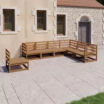 Lauko baldų komplektas Sodo poilsio baldų komplektas, 7 dalių, rudas, pušies masyvas