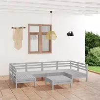 Lauko baldų komplektas Sodo poilsio baldų komplektas, 7 dalių, baltas, pušies masyvas