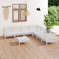 Lauko baldų komplektas Sodo poilsio baldų komplektas, 8 dalių, baltas, pušies masyvas