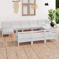Lauko baldų komplektas Sodo poilsio baldų komplektas, 10 dalių, baltas, pušies masyvas