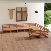 Lauko baldų komplektas Sodo poilsio baldų komplektas, 9 dalių, pušies medienos masyvas