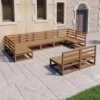 Lauko baldų komplektas Sodo poilsio baldų komplektas, 9 dalių, pušies medienos masyvas