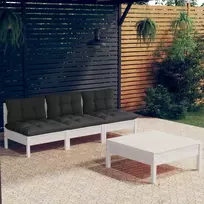 Lauko baldų komplektas Sodo komplektas su antracito pagalvėmis, 4 dalių, pušis