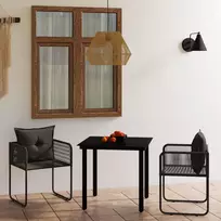 Lauko baldų komplektas Sodo valgomojo baldų komplektas, 3 dalių, juodos spalvos