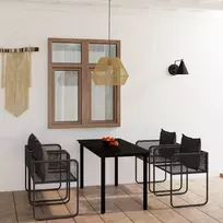 Lauko baldų komplektas Sodo valgomojo baldų komplektas, 5 dalių, juodos spalvos