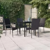Lauko baldų komplektas Sodo valgomojo baldų komplektas, 5 dalių, juodos spalvos