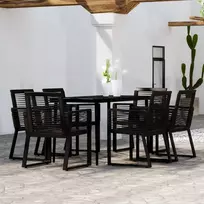Lauko baldų komplektas Sodo valgomojo baldų komplektas, 7 dalių, juodos spalvos