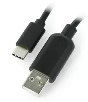 Oem Laidas USB-A į USB-C On/Off jungiklis, juodas - 0.9m