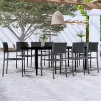 Lauko baldų komplektas Sodo valgomojo baldų komplektas, 9 dalių, juodos spalvos