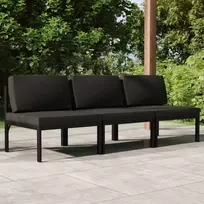 Lauko baldų komplektas Trivietė sodo sofa su pagalvėlėmis, antracito, aliuminis