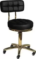 Activeshop Kosmetologinė meistro kėdutė STOOL BEAUTY BACKREST AM-961 GOLD Juodas