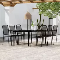 Lauko baldų komplektas Sodo valgomojo baldų komplektas, 7 dalių, juodos spalvos