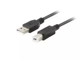LANBERG CA-USBA-15CU-0018-BK USB 2.0 AM-BM kabelis su feritu 1,8 m, juodas