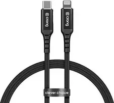 Crong Armor Link – USB-C su Lightning MFi pintas kabelis 150 cm (juodas)