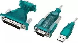 LOGILINK UA0042B USB2.0 kabelis USB-A/M į DB9/M + DB25/M Win11 1,3 m
