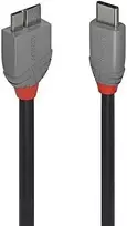 USB Kabelis - LINDY Anthra Line USB 3.2 Type C į Micro-B Laidas, M/M, 5Gbps, 1 m, Juodas