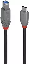 USB Kabelis - LINDY Anthra Line SB 3.2 Type C į B Laidas, 5Gbps, 4.5W, 3 m, Juodas