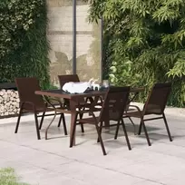 Lauko baldų komplektas Sodo valgomojo baldų komplektas, 5 dalių, rudas ir juodas
