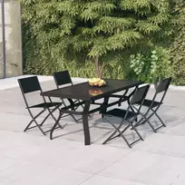 Lauko baldų komplektas Sodo valgomojo baldų komplektas, 5 dalių, pilkas ir juodas