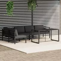 Lauko baldų komplektas Sodo komplektas su pagalvėlėmis, 6 dalių, antracito, aliuminis