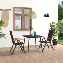 Lauko baldų komplektas Sodo valgomojo baldų komplektas, 3 dalių, juodas ir rudas
