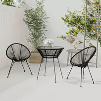 Lauko baldų komplektas Lauko valgomojo baldų komplektas, 3 dalių, juodas, PVC ratanas